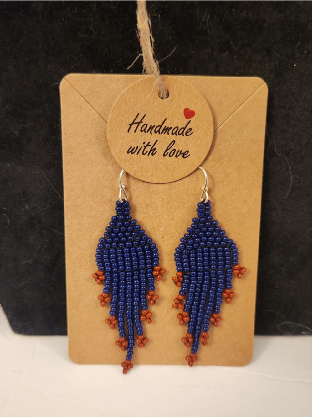 Handmade Seed Beaded Fringe Earrings